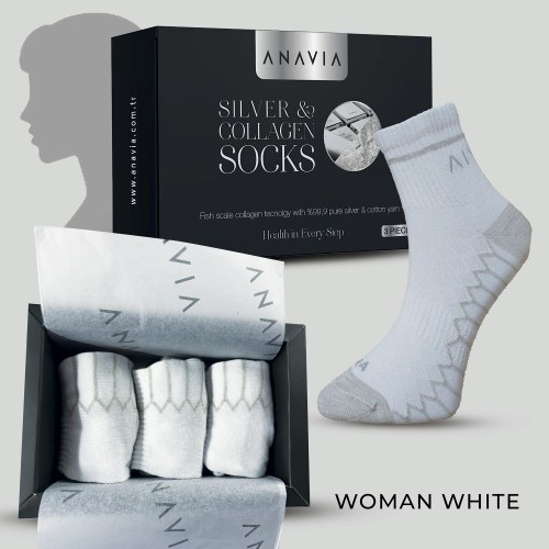 SİLVER COLLAGEN SOCK - WOMAN WHITE
