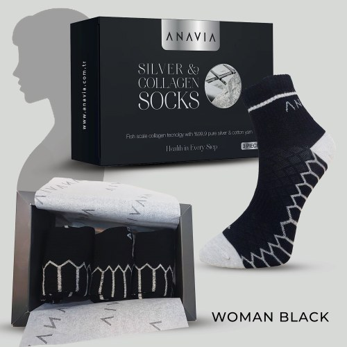 SİLVER COLLAGEN SOCK - WOMAN BLACK