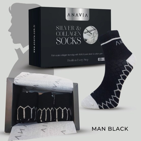 SİLVER COLLAGEN SOCK -MEN BLACK