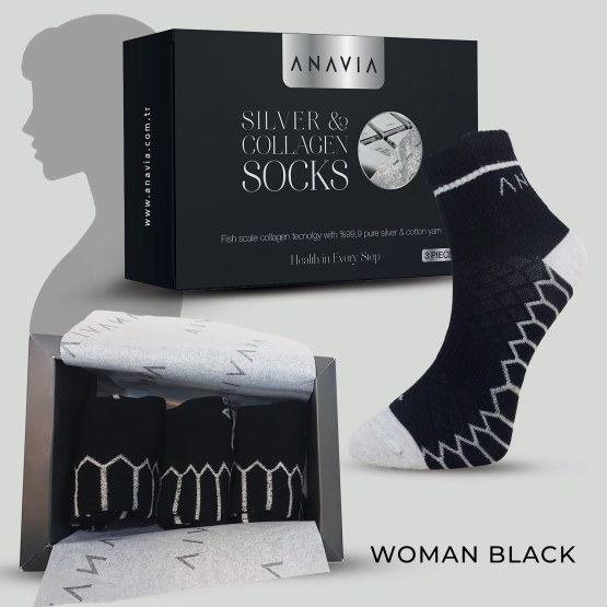 SİLVER COLLAGEN SOCK - WOMAN BLACK